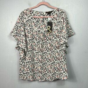 Love & Legend New with Tag Marvy Flutter Off White Sleeve Top 22W